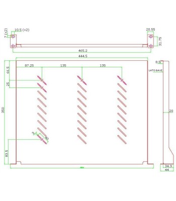 Mensola per Rack 19'' 350 mm 1U Grigia 2 punti