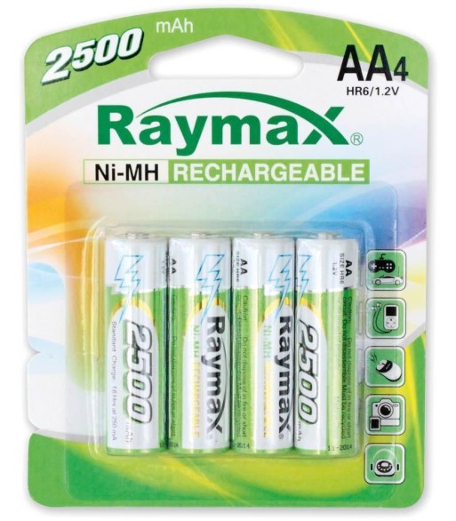 Blister 4 Batterie Ricaricabili Stilo AA 2500 mAh