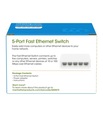 Switch Hub Office 10/100 Mbps Fast Ethernet 5 Porte