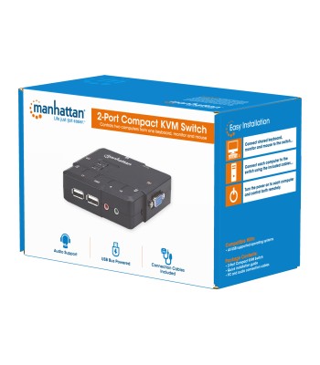 KVM Switch 2 Porte USB/Audio Nero