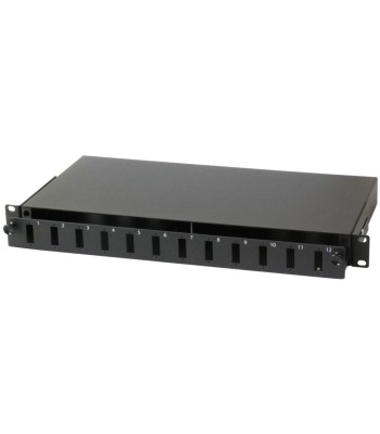 Cassetto Rack 19'' Fibra Ottica 12 porte SC Duplex Nero