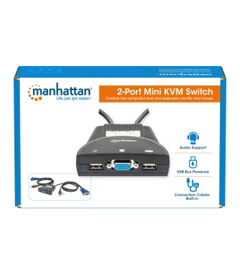 Mini KVM Switch 2 Porte USB con Audio