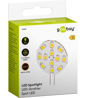 Lampada 12LED SMD G4 5050 2W 230lm Bianco Caldo, Classe E