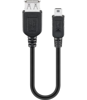 Cavo USB 2.0 A femmina/mini B 5 pin maschio 0,2 m Nero