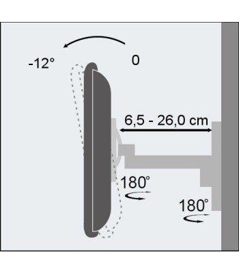 Supporto a muro per TV LED LCD 19 - 37'' inclinabile 2 snodi nero