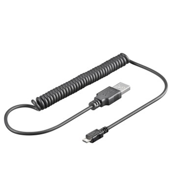 Cavo USB 2.0 Spiralato A maschio/microB 5 pin maschio 1m Nero