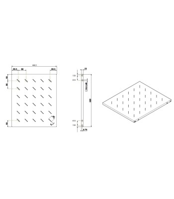 Mensola per rack 19'' 530 mm Nera 4 punti