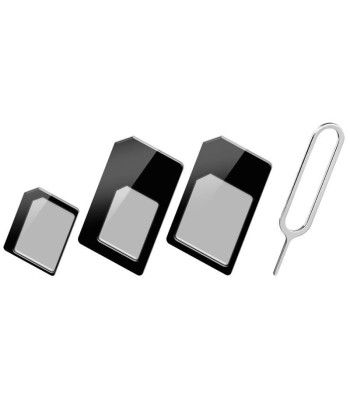 Adattatore Scheda SIM (4 in 1) nano-SIM, Micro-SIM e SIM Nero