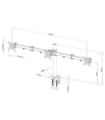 Supporto da scrivania per 3 Monitor 13-24'' con morsetto