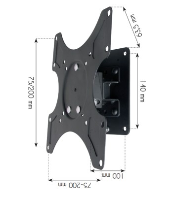 Supporto a muro per TV LED LCD 19 - 37'' inclinabile 1 snodo Nero