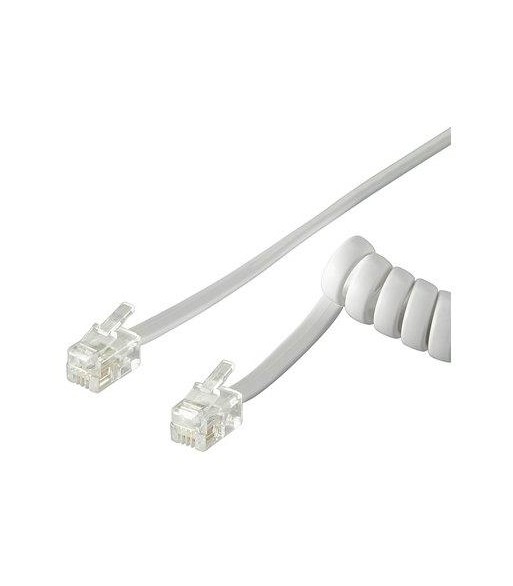 Cavo telefonico spiralato per cornetta 2mt RJ10 4P4C Bianco