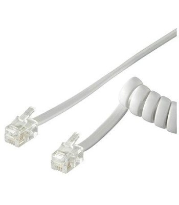 Cavo telefonico spiralato per cornetta 4mt RJ10 4P4C Bianco