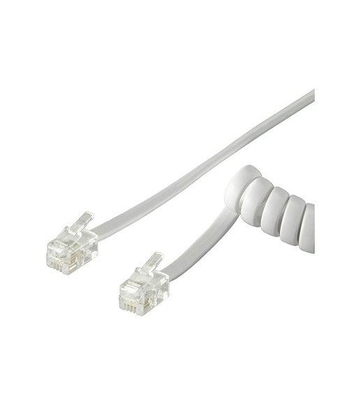 Cavo telefonico spiralato per cornetta 4mt RJ10 4P4C Bianco