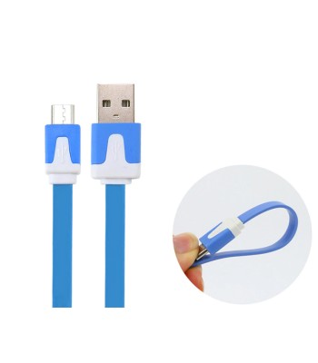 Cavo Flat USB AM a Micro USB M Azzurro 1m