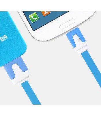 Cavo Flat USB AM a Micro USB M Azzurro 1m