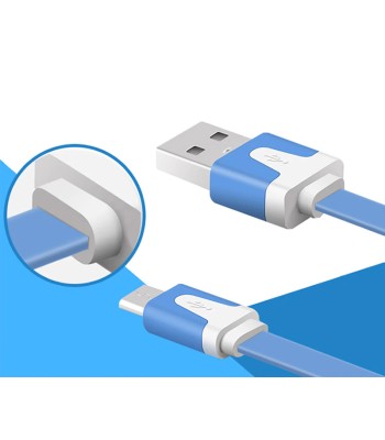 Cavo Flat USB AM a Micro USB M Azzurro 1m